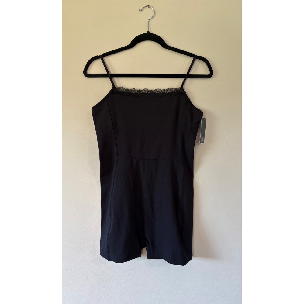 Wild Fable ButterBliss Black Lace‎ Trim Romper Bodysuit Womens Medium NWT Fitted